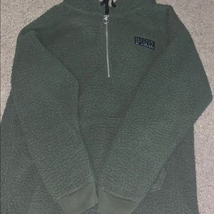 Army Green PINK Sherpa Sweatshirt